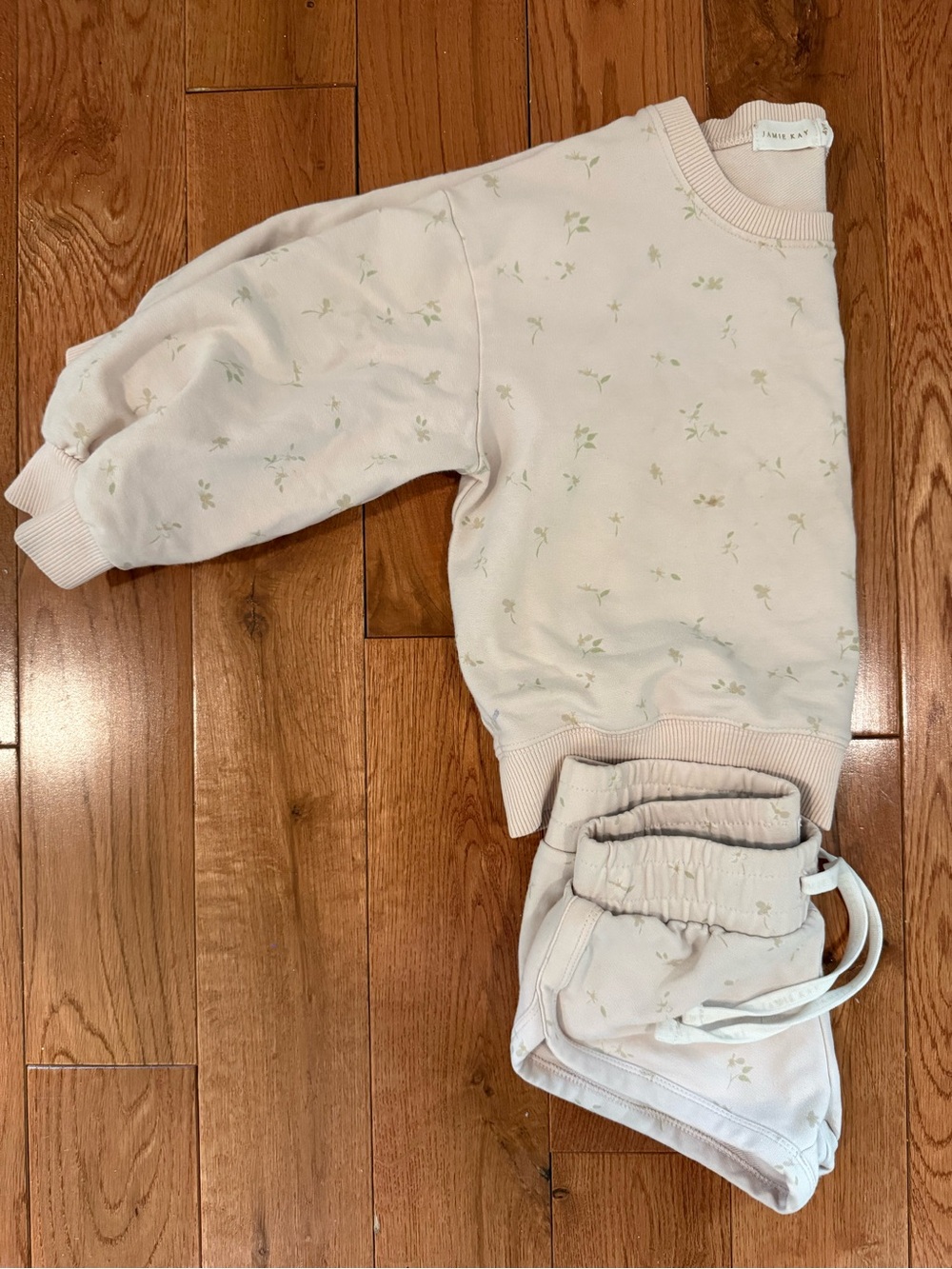 Jamie Kay 4T Cream Sweat set with Sage Floral Print